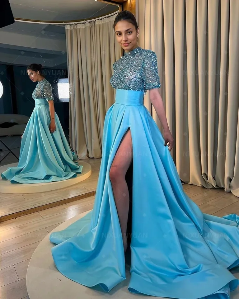 Luxusné korálky lesklé čierne zlato Gala večerné šaty žena 2025 pre večierky Ženy Ženy Elegantné luxusné formálne večerné šaty