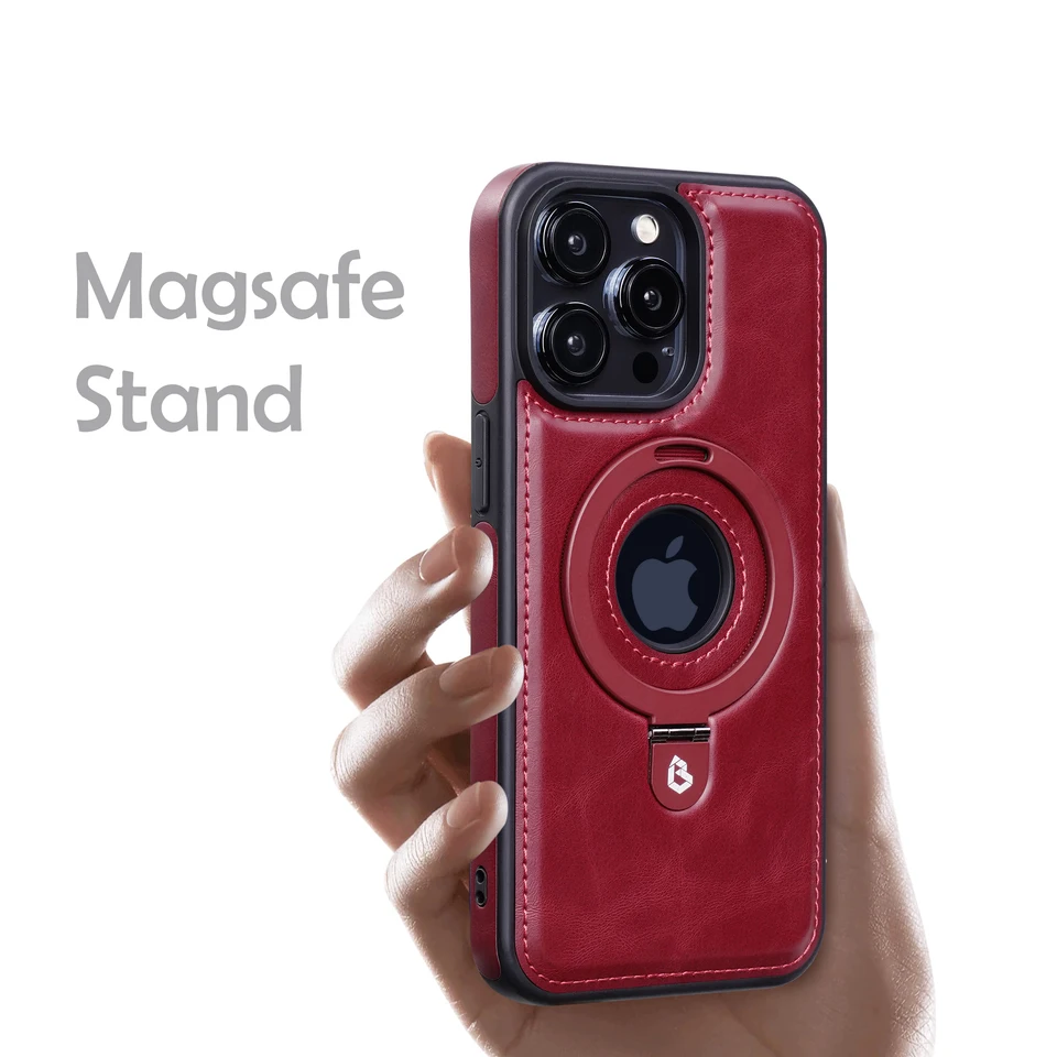Luxusné kožené magnetické stojanové puzdro pre iPhone 15 14 13 12 16 Pro Max Plus Magsafe Wireless nabíjanie Shockproof Funda