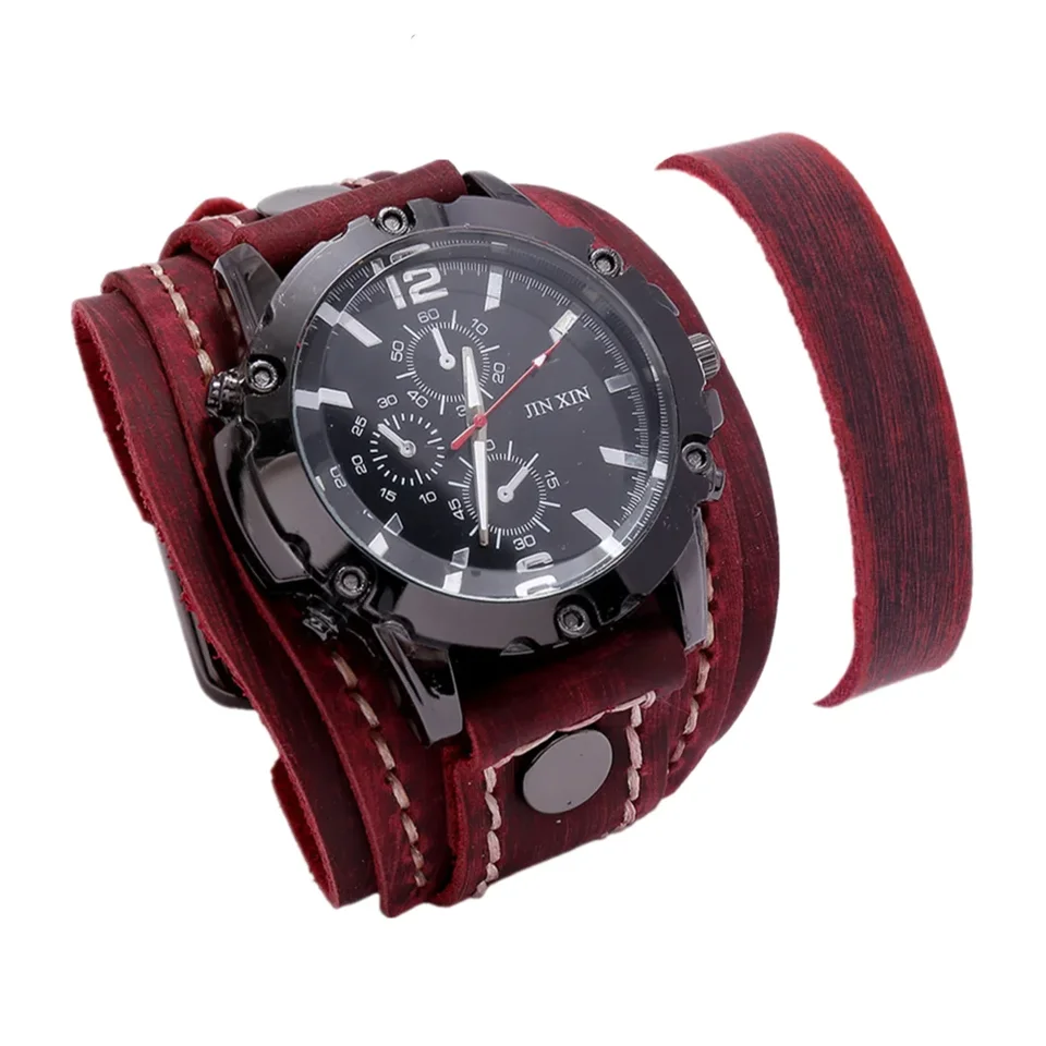 Luxusné kremeňové náramky náramok pre ženy retro vintage punk štýl hodinky Men set kravy kožené relogio maskulino reloj hombre
