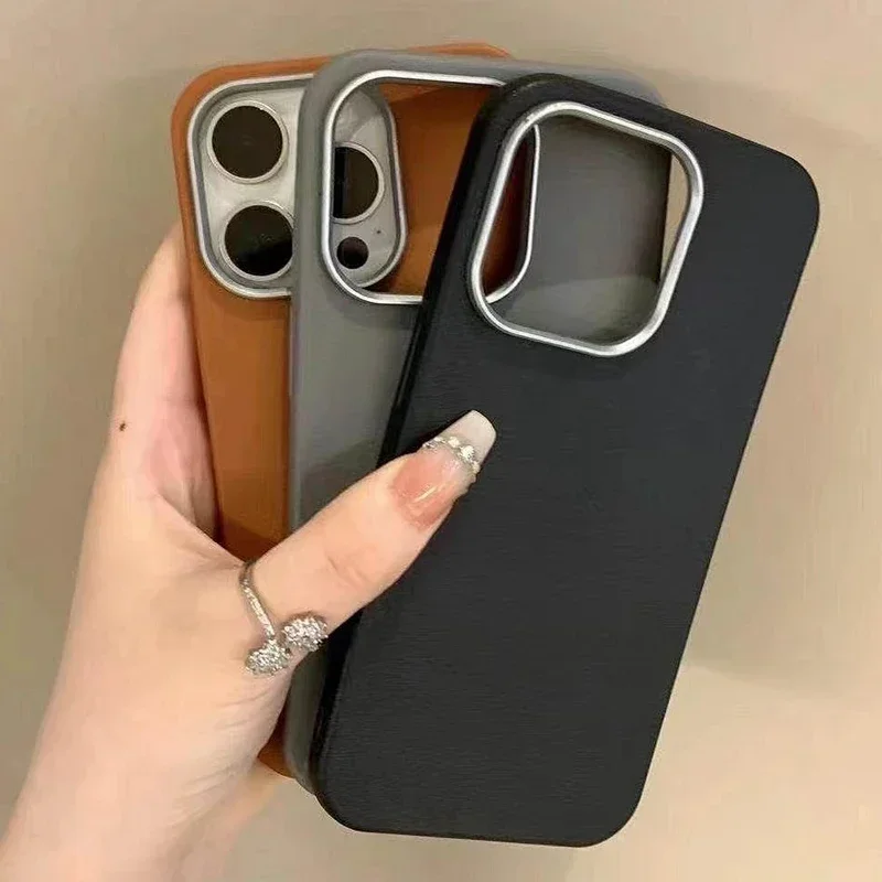 Luxusné matné kožené puzdro pre iPhone 11 12 13 14 15 16 Pro Max Plus xs Max xr Soft Soft Protection Shock odolný voči šokom Silikone Silikone
