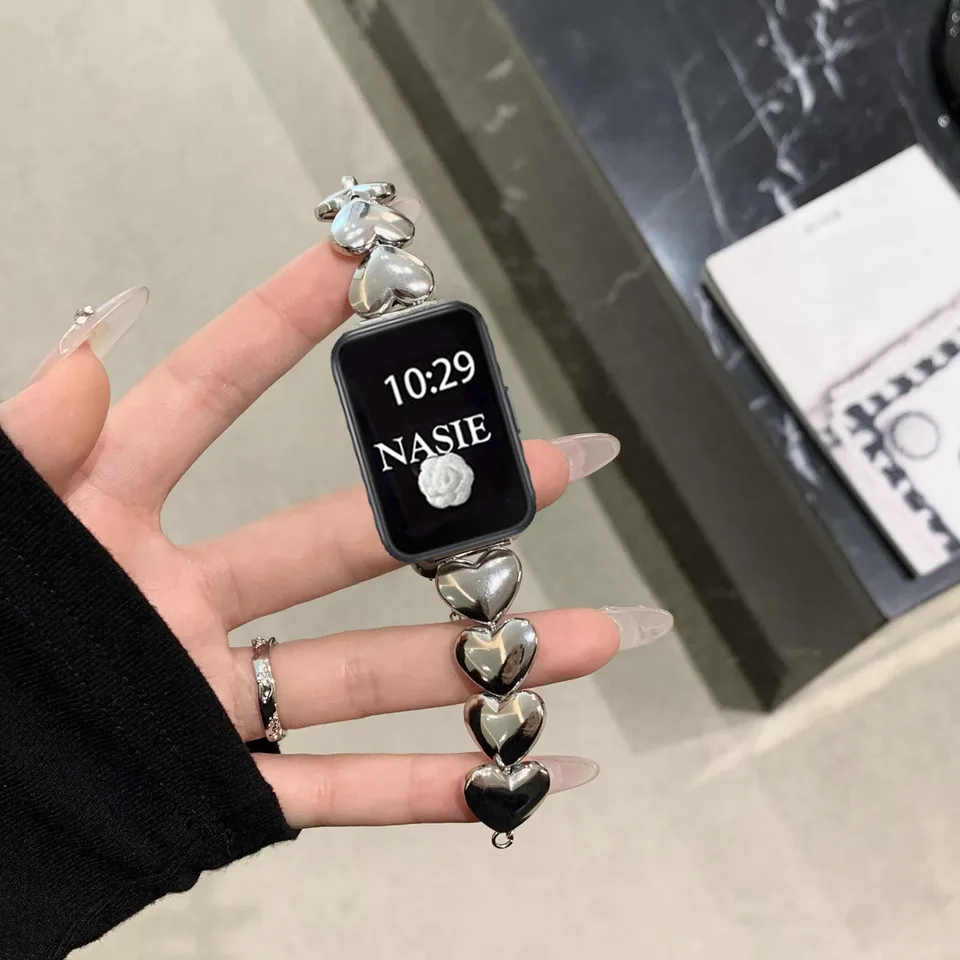Luxusné milostné srdce kovové remienok pre Samsung Galaxy SM-R390 Ženy náramok pre Samsung Galaxy Fit 3