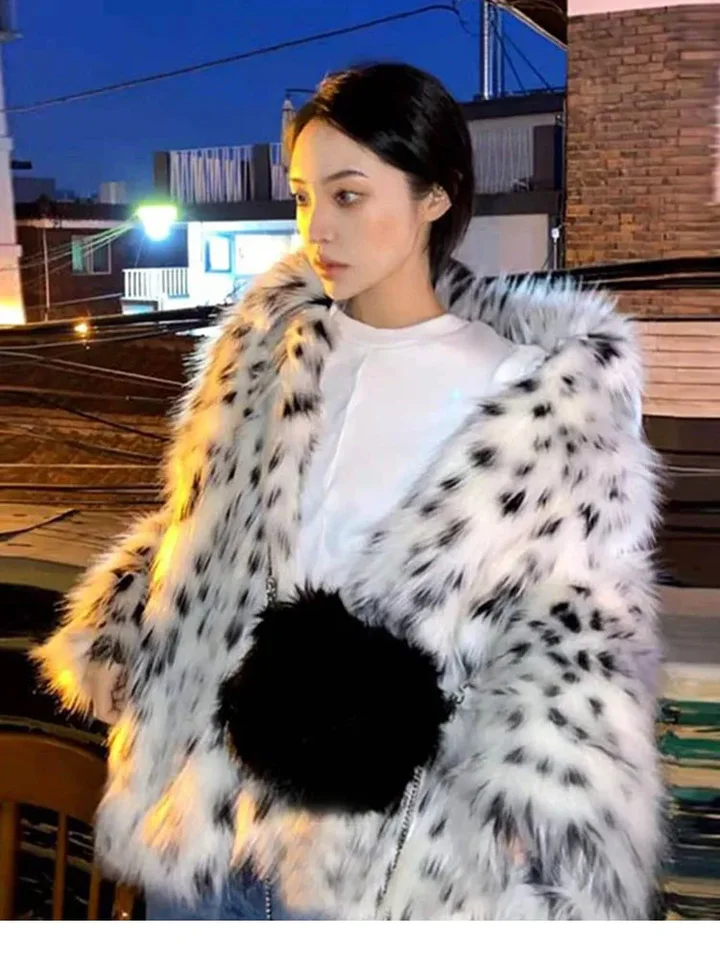 Luxusné oblečenie zimné faux líšky kožušina dámsky leopný leopard tlače Fluffy kožušina dám