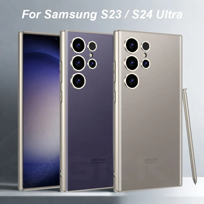 Luxusné plastové puzdro na luxusné ag pre Samsung Galaxy S23 S24 Ultra 360 Úplný ochranný pokožka