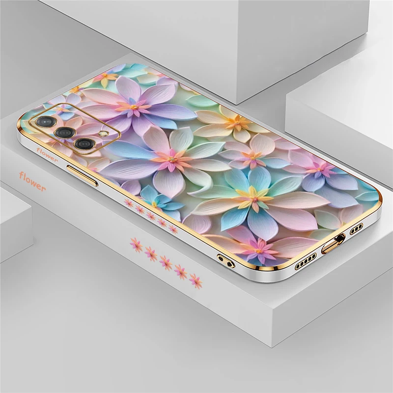Luxusné pokovovacie farebné módne kvety puzdro pre Oppo A96 A92 A94 A95 A93 2020 A92 A91 A83 A77 A77S A76 A75 A79 Silikónový kryt