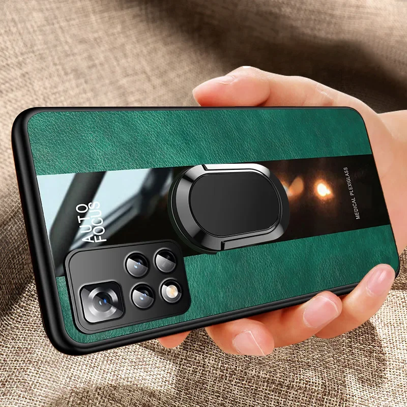 Luxusné puzdro na kožené prsteň PU pre Xiaomi Redmi Note 10s 10 11 Pro Cover Silikone puzdro pre POCO X3 GT X3 NFC F3 M3 M4 PRO 5G