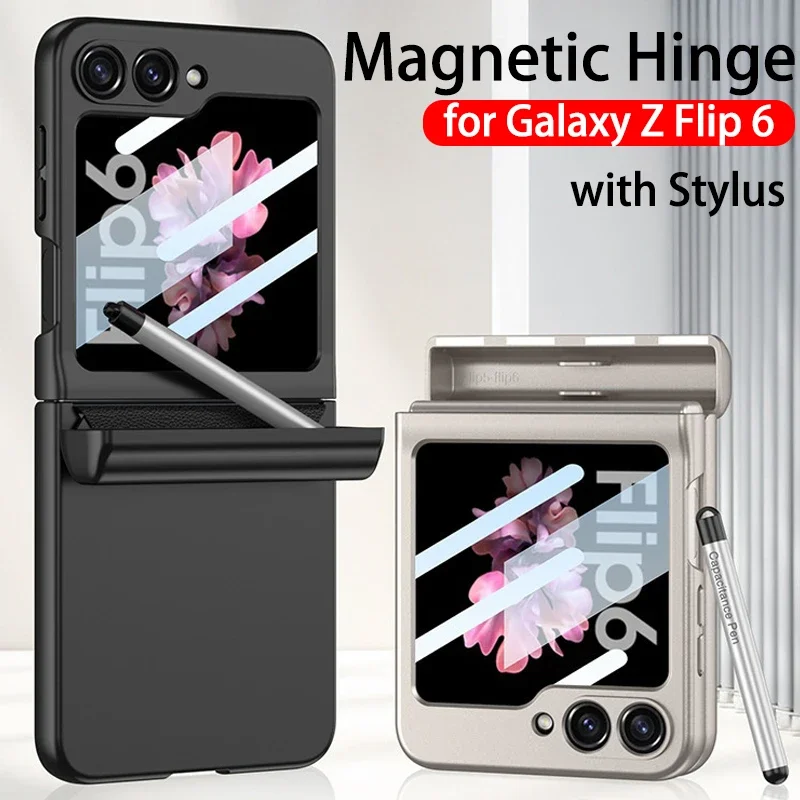 Luxusné puzdro na magnetický záves so stylusovým perom pre Samsung Galaxy Z Flip 6 Full Protection Cover s pere S SAMSUNG ZFLIP6 5G