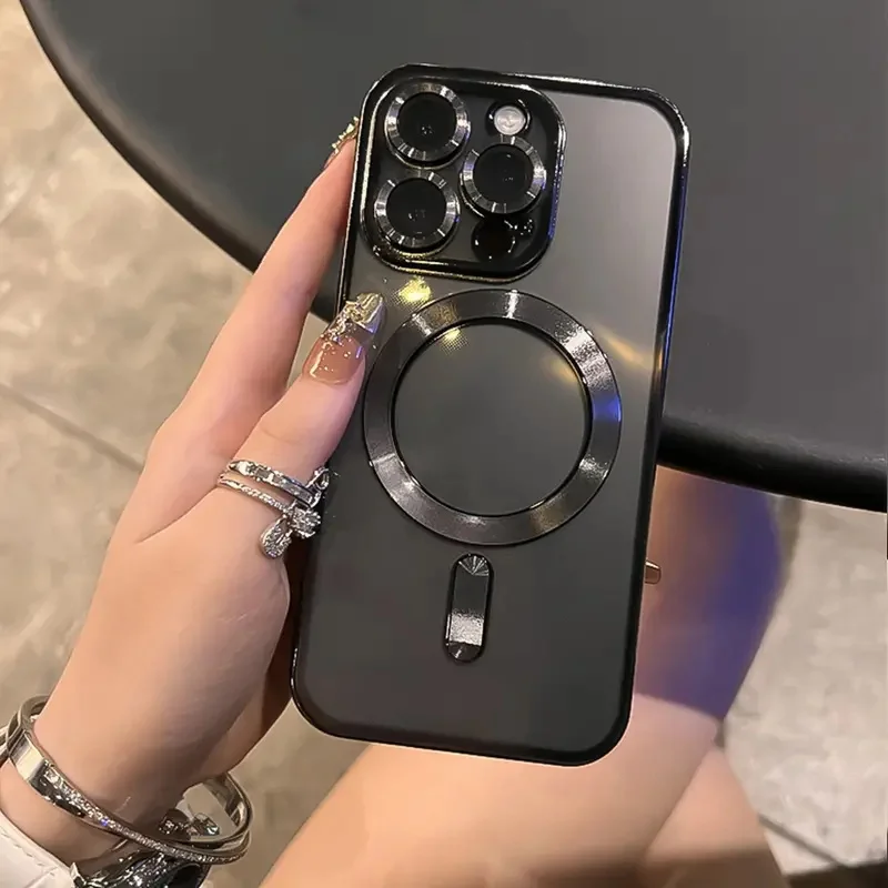 Luxusné puzdrá na magnetické pokovovanie pre iPhone 15 14 13 12 11 Pro Max Plus pre Magsafe Wireless Nabíjacie šošovky Protector Clear zadný kryt