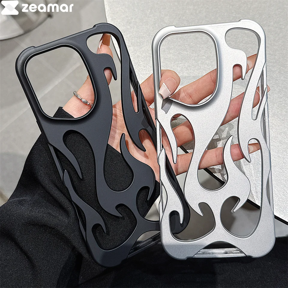 Luxusné rozptyľovanie tepla Flame Plameň proti kvapkaniu mäkké puzdro pre iPhone 16 15 14 13 12 11 Pro Max Plus priedušná chladná dutá fonda