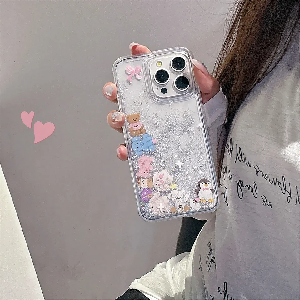 Luxusné rýchle kreslené tučniaky Penguin slony puzdro pre iPhone 16 15 14 13 12 11 Pro Max Plus priehľadné zadné kryt