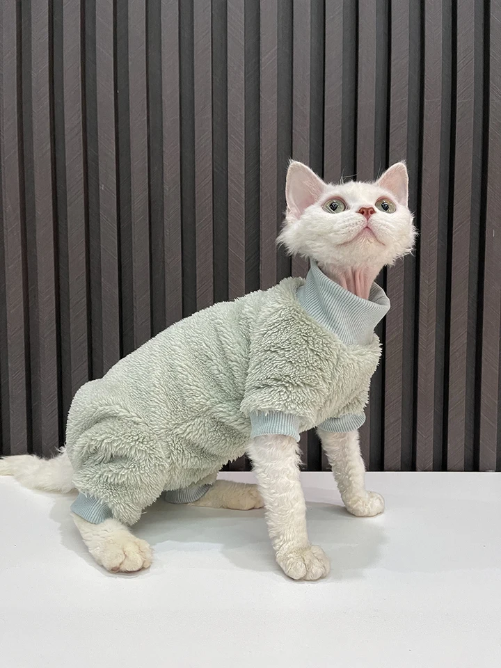 Luxusné teplé mačacie handry Sphynx Sweatershir DEVON REX CABLE Turtleneck Undershirt pre Sphynx Cat Cotton Pet Under Cat pre mačiatko