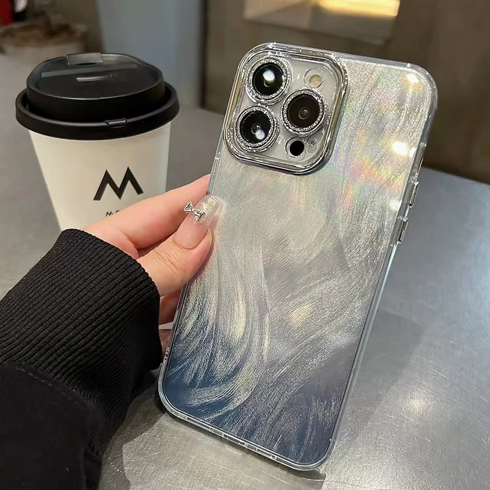 Luxusné trblietky laserové puzdro pre iPhone 15 11 12 13 14 Pro Max 15 plus farebná zasnená škrupina Perie Perie Pen
