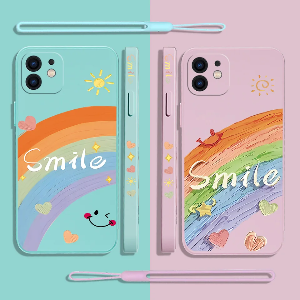 Luxusné umenie Lucky Smile Dúhový telefón Pase pre Xiaomi Mi 13 12 12T 12S 11 11T Ultra 10 10T 9 8 Pro Lite 5G Liquid Silicone Cover