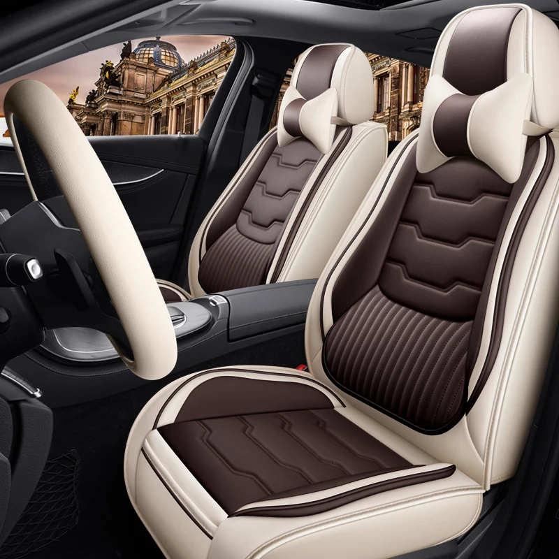 Luxusné univerzálne kožené autosedačky Autosed Covers Plné sady na sedadlo Leon Mk2 Toyota Yaris Renault Trafic 3 Mercedes W211 Kia Soul Audi A4