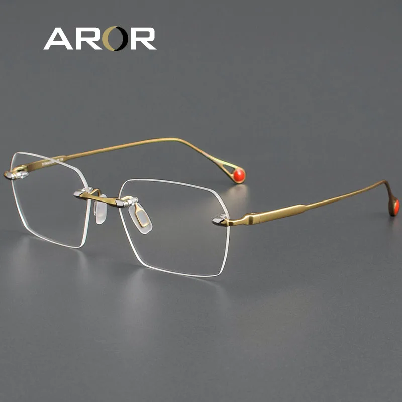 Luxusné čistého titánového okuliare Rimless Grames Men Square Eyewearg Optické predpisové okuliare Ženy
