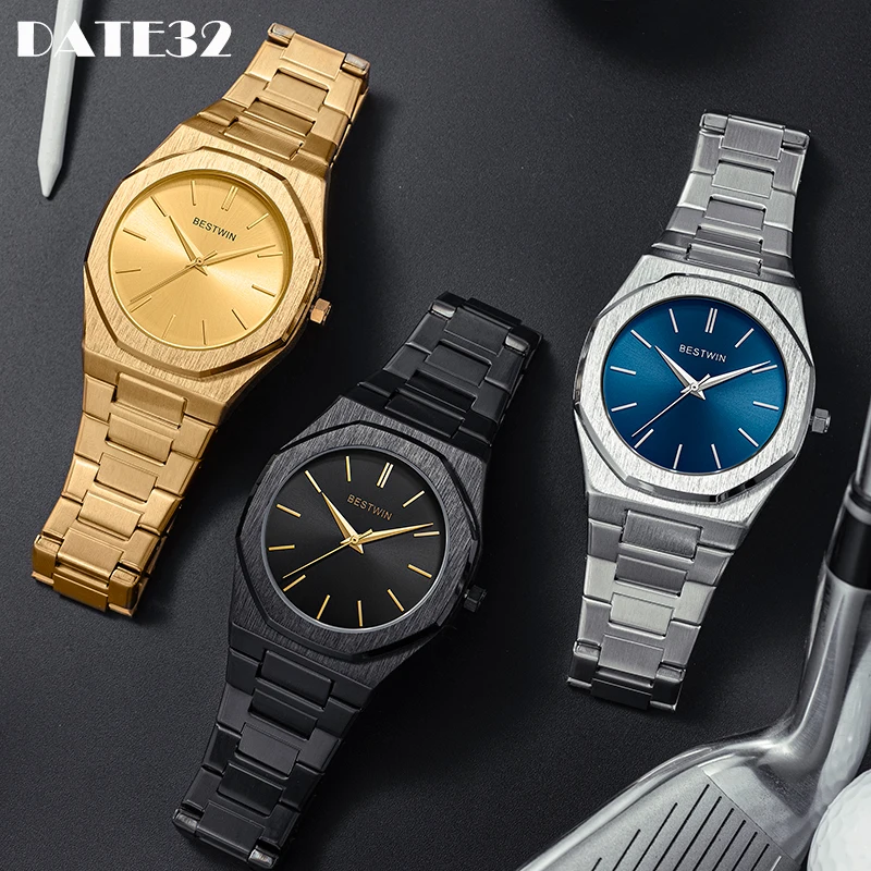 Luxusní muži sledujú pánske kremeňové náramky Classic Značka zlato plné čierne zlaté vytáčanie rímske čísla Nové hodinky Business Man Clock