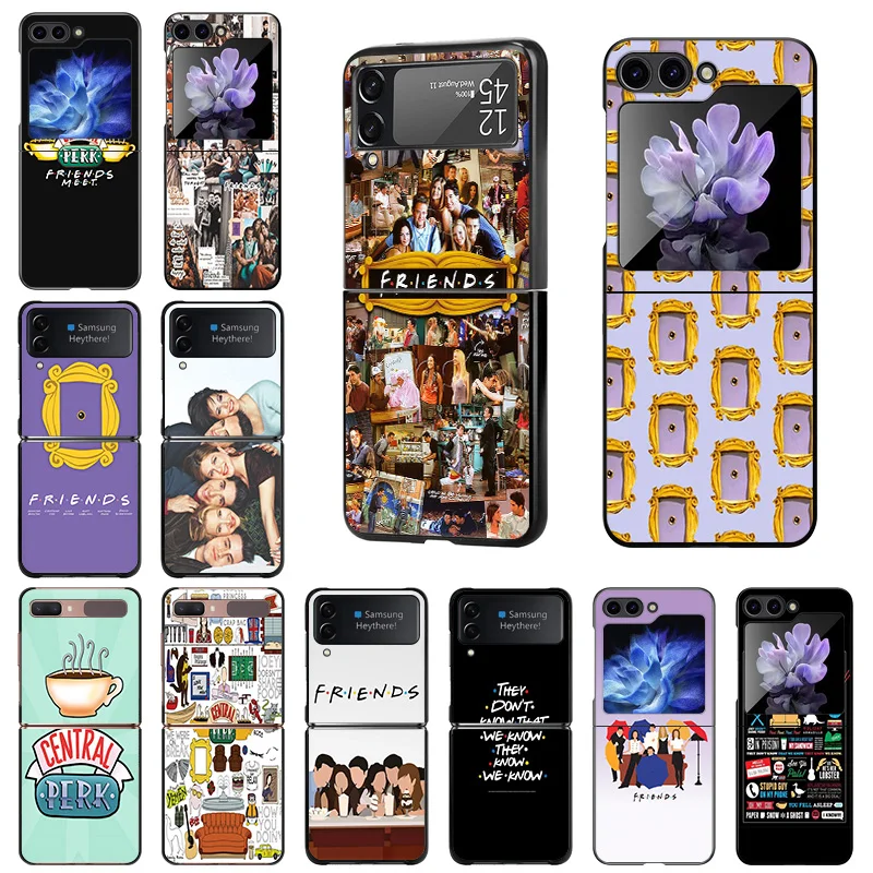 Luxusní priatelia Central Perk Mobile Pase pre Samsung Zflip6 Z Flip3 flip4 flip5 flip5 Flip 6 5 4 3 Čierny tvrdý obal proti kvapkaniu