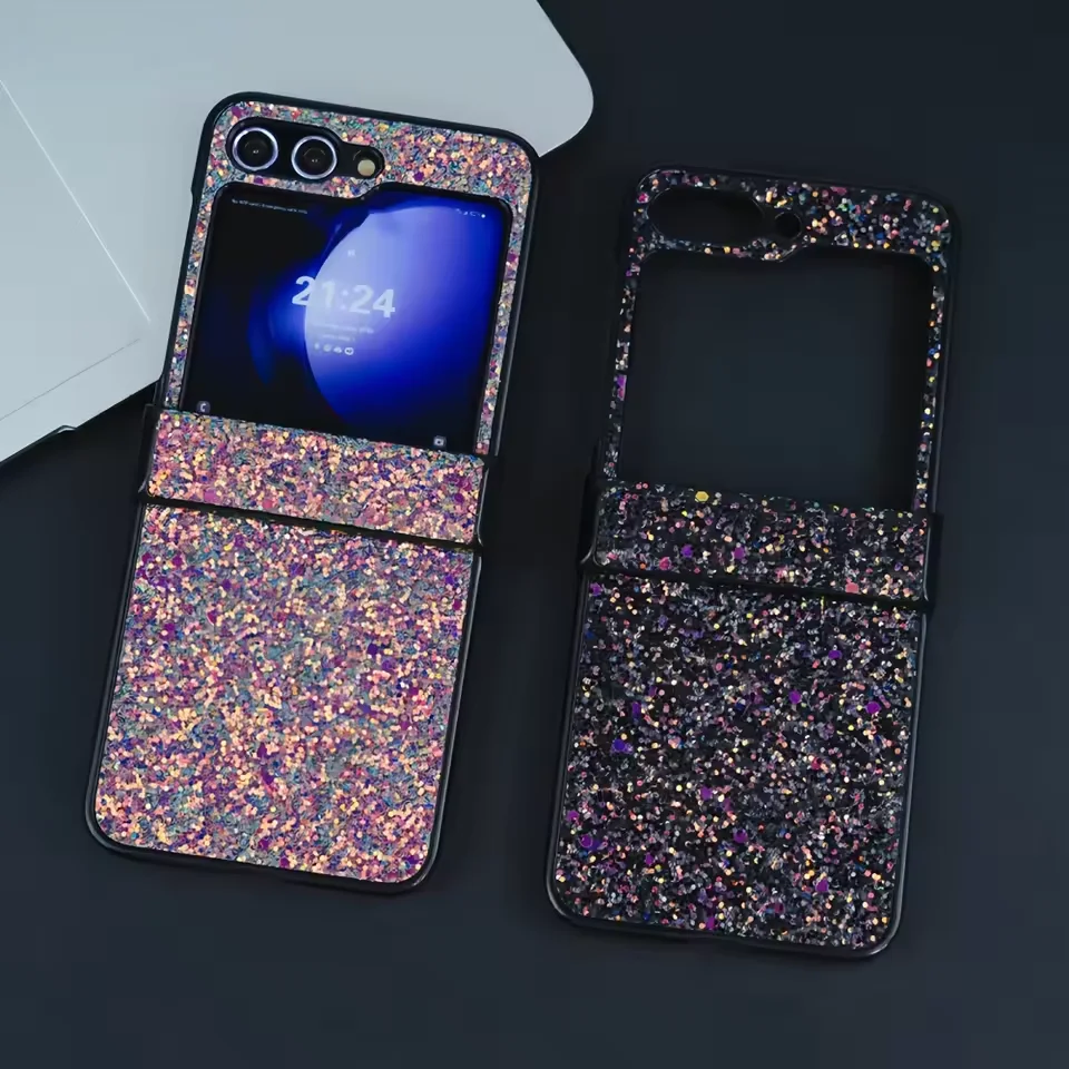 Luxusný 3 v 1 trblietavých blingových puzdroch pre Samsung Z Flip 6 Flip5 Tvrdý kryt proti nárazu pre SAMSUNG Galaxy Z Flip 5 4 3 Zflip 6