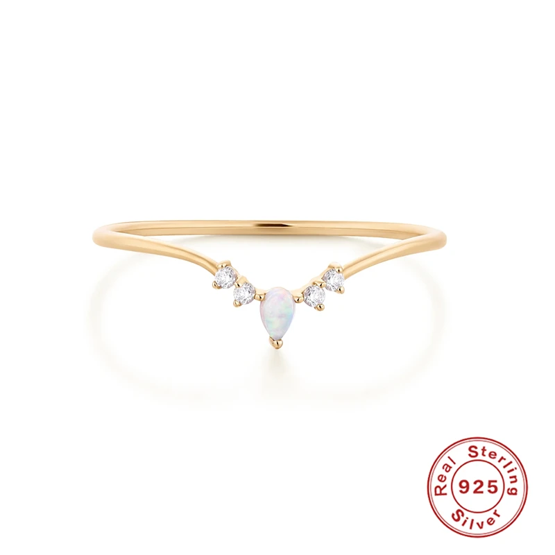 Luxusný Alllo Plata 925 Ženy Krúžky Minimalistické opáli v tvare V pre milencov Svadobné 925 Sterling Silver Fing Rings Jewerly