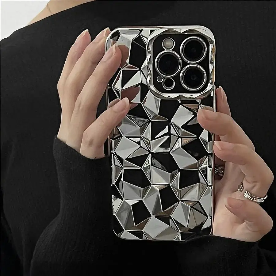 Luxusný diamantový vzor Elektroplate telefónu pre iPhone 11 12 13 14 15 Pro Max xsmax xr x 7 8 plus nárazový odolný krycí kryt fonda