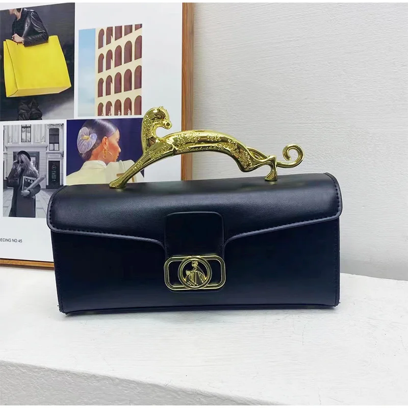Luxusný dizajn značky Ženy kožené škrupinové tašky Dámy leopard kovová spona Simple Fashion Bag Party dochádzanie šikmú tašku