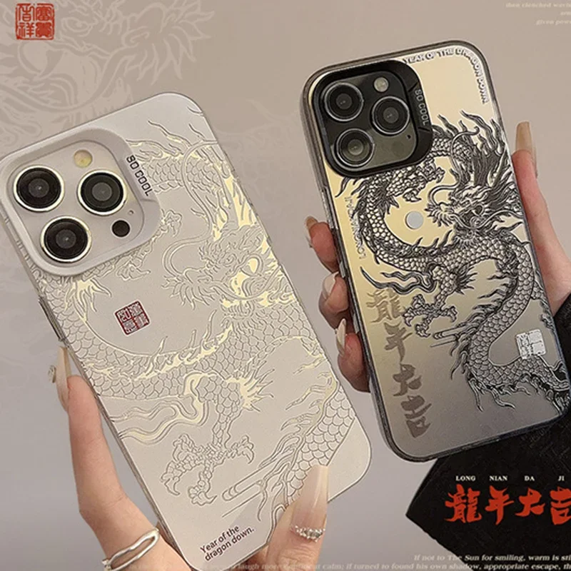 Luxusný drak totem anti-kvapiek brnenie pre iPhone 15 Pro Max 15 14 13 12 11 Pro XR XS 7 8 Plus šošovky chránia pokrývku pokovovania