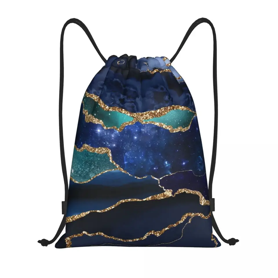 Luxusný geometrický mramorový galaxia vzor recvútenia batohu Men Men Gym Sport Sackpack prenosný výcvik vrecka vrecka