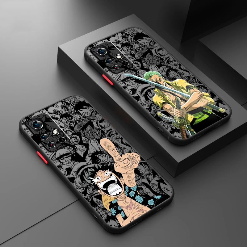Luxusný jeden kus Luffy Zoro Frosted Tasucent pre Redmi Note 13 12 12S 12T 11T 11E 10S 9 Pro Plus 5G Soft Soft Pase Puzdro