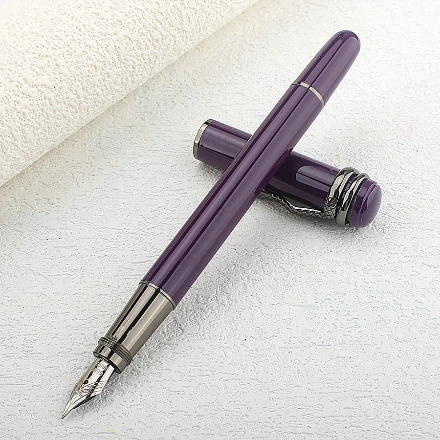 Luxusný kov Purpurová kovová fontána pero Fine 0,5 mm šedá klip Business Office Student Písanie atramentového pero