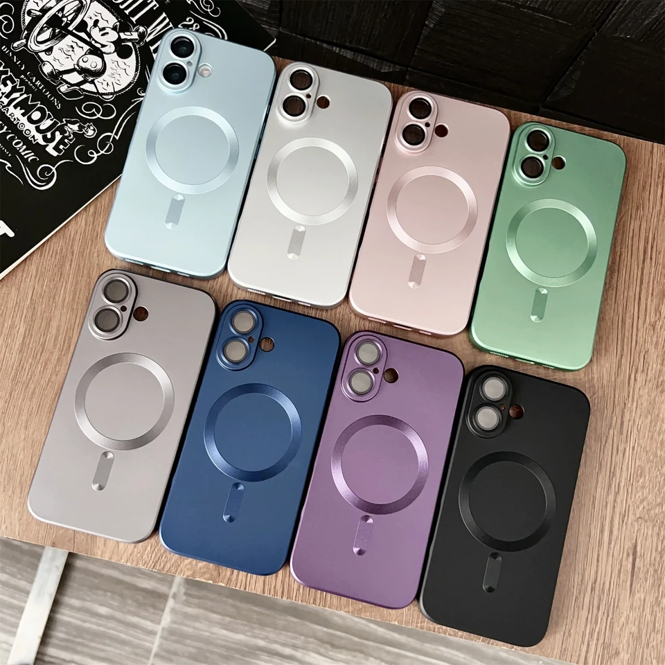 Luxusný kovový matný magnetický bezdrôtový poplatok za prípady magsafe pre iPhone 16 Plus Pro Promax Soft Cover