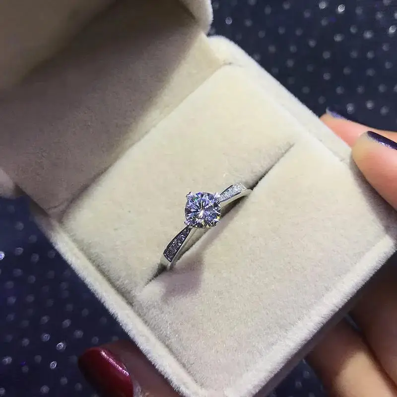 Luxusný krištáľ 925 Sterling Silver Diamond Ring Žena Krásna dáma prsteň módne zásnub