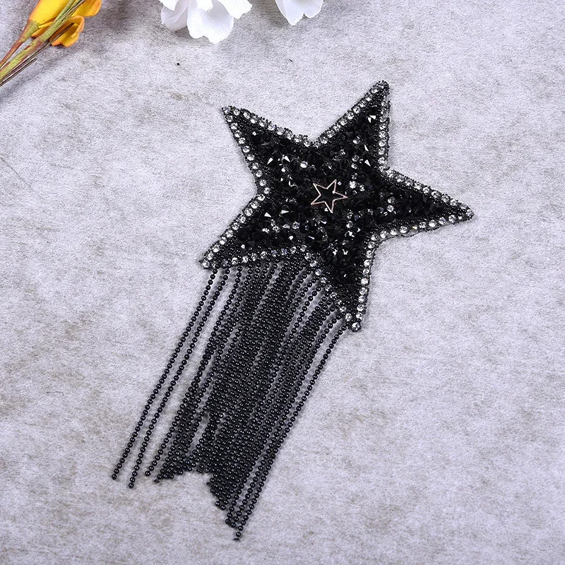 Luxusný kryštálový kamienok 6 štýlov hviezdnych patchov pre oblečenie na odevy Apliques Badge Stripes Pentagram Sticker DIY