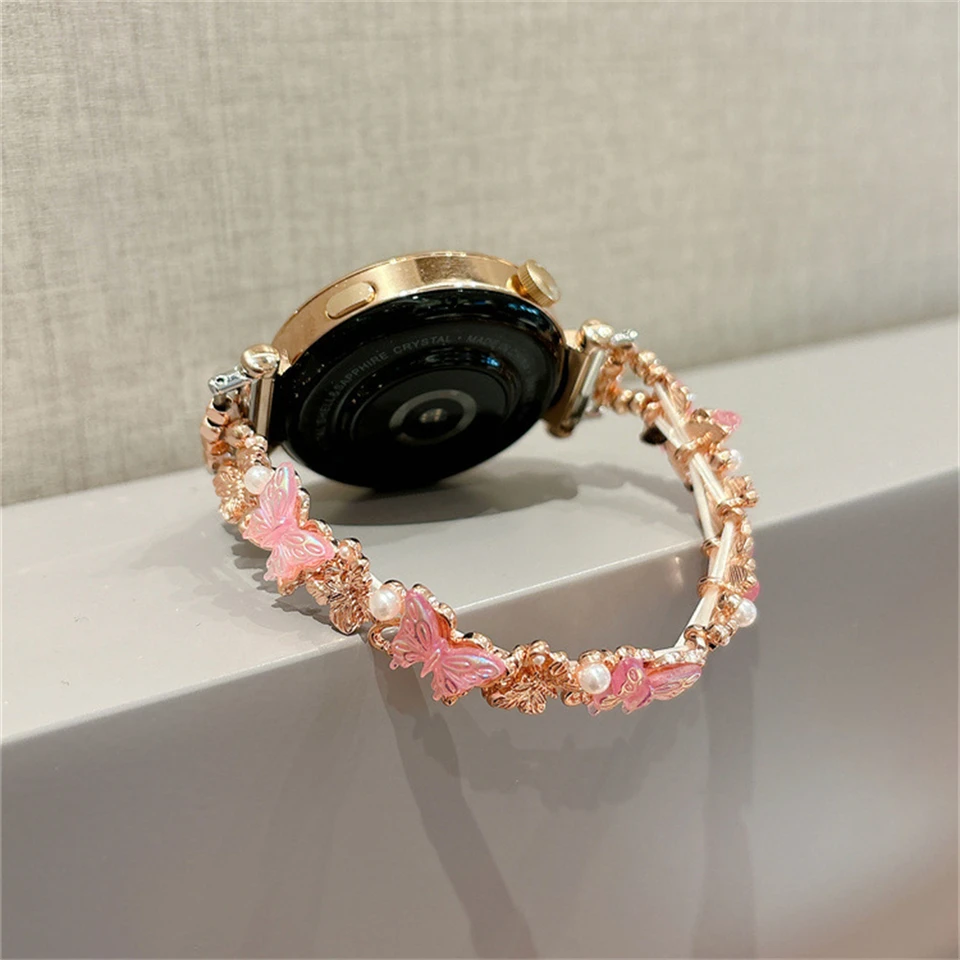 Luxusný kvetinový perlový remienok pre šperky pre Samsung Galaxy Watch 3 4 5 6 43 47 41 45 Active 40 44 mm pásmo 18 20 mm 22 mm dámsky náramok