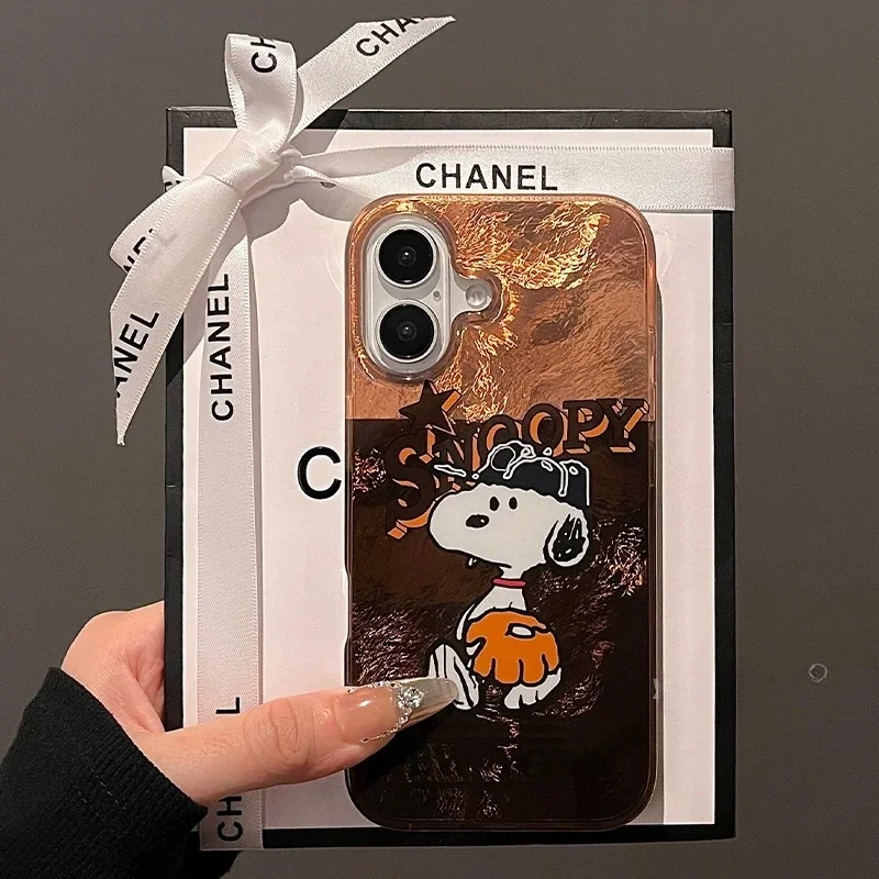 Luxusný laserový gradient vtipný karikatúra roztomilý snoopy telefónny puzdro pre iPhone 13 Pro 14 15 16Pro max
