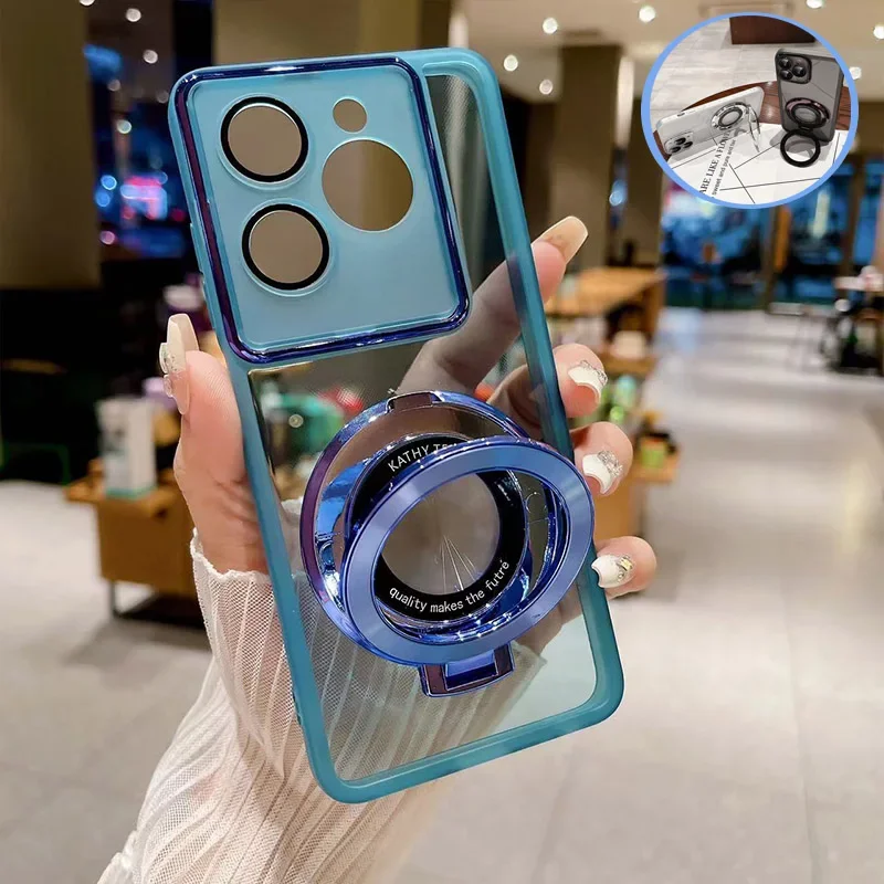 Luxusný magnetický držiak na držiak na držiak na držiak na telefónny prípad pre fonda infinix nula 40 nula 30 Zero40 Zero30 4G 5G Transparentné stojanové kryt