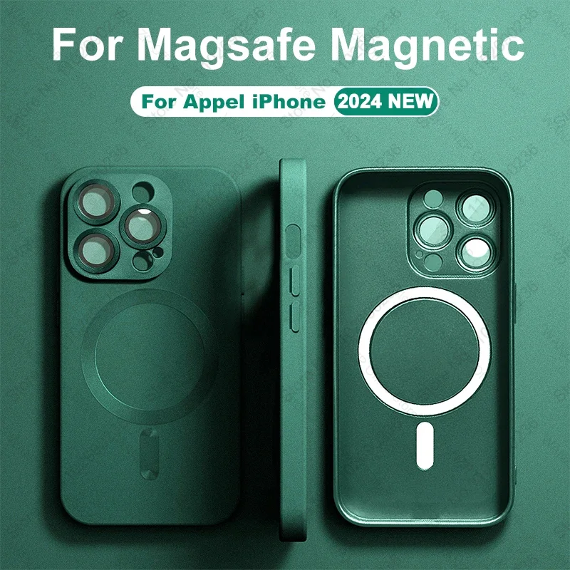 Luxusný matný pre magnetické puzdro Magsafe pre iPhone 15 13 12 11 14 Pro Max 14 15 15 Plus bezdrôtový nabíjaný kryt silikónového telefónu