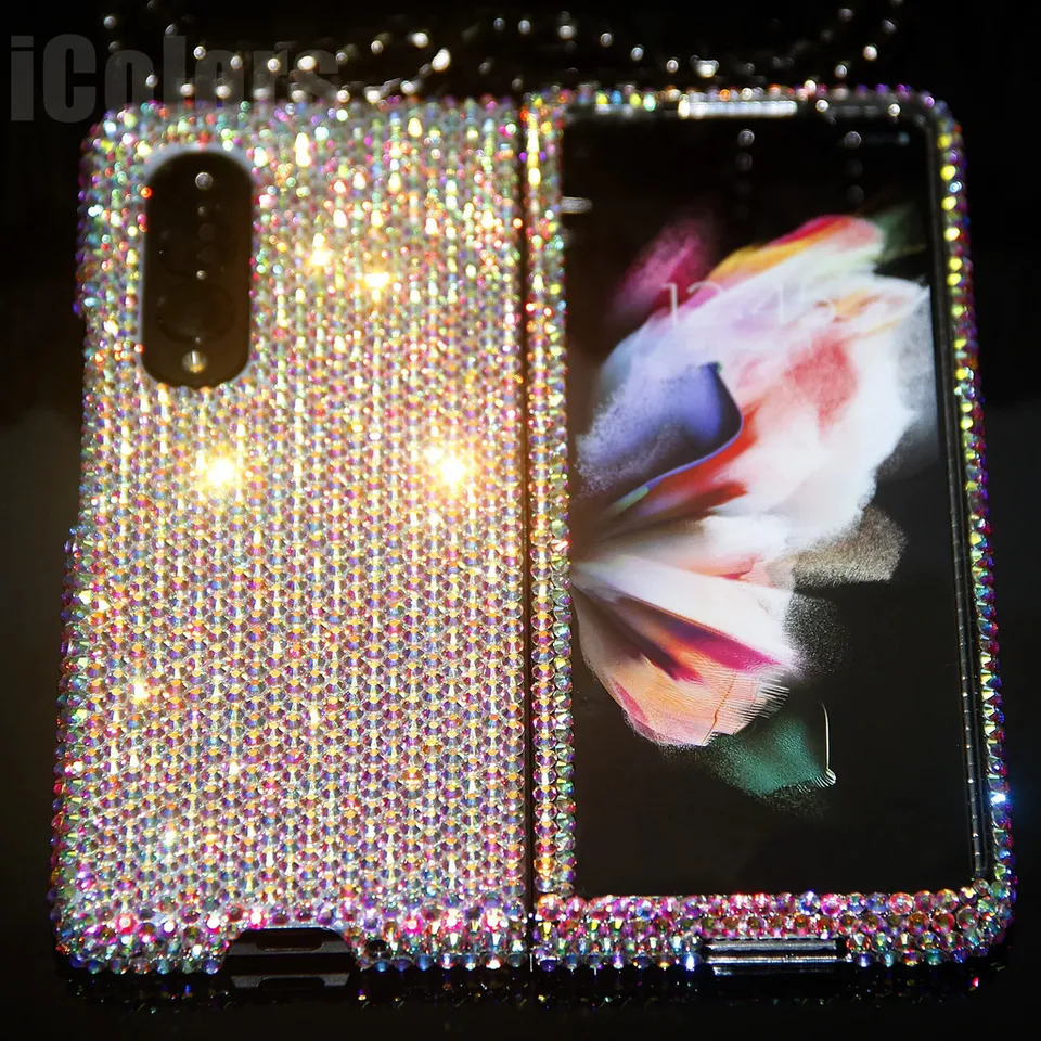 Luxusný módny ručne vyrobený DIY roztomilý plne trblietavý kryštálový bling diamantový kryt pre Samsung Galaxy Z Fold 6 5 4 3 2 Zold6 5G