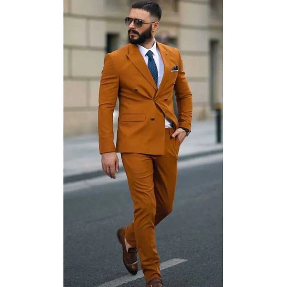 Luxusný nový v oblekoch pre mužov s dvojitým dojčeným 2 -kusovým bundovým nohavicami Mužské oblečenie Slim Fit Business Gentleman Blazers Outfit Sets