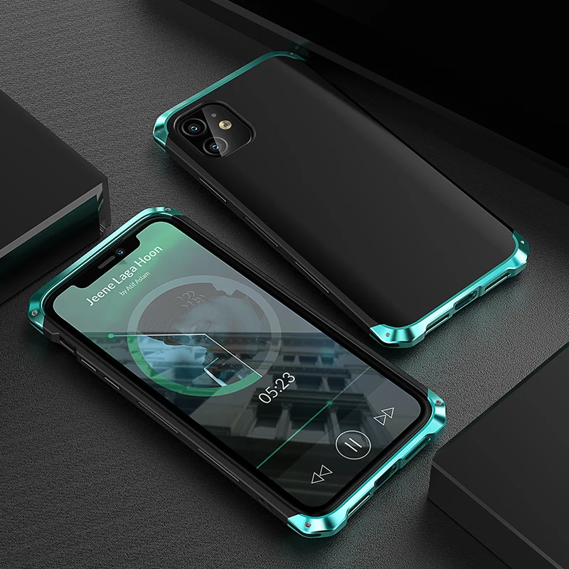Luxusný nárazový kovový prvok pre iPhone 13 12 11 Pro xs Max x xr SE 8 Hin Hind Aluminium zliatiny Hybridný plastový zadný kryt
