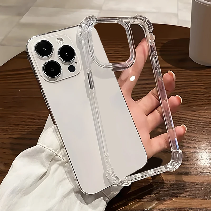 Luxusný nárazový priehľadný telefón pre iPhone 16 15 14 13 12 11 Pro Max 8 Plus xr xs Max