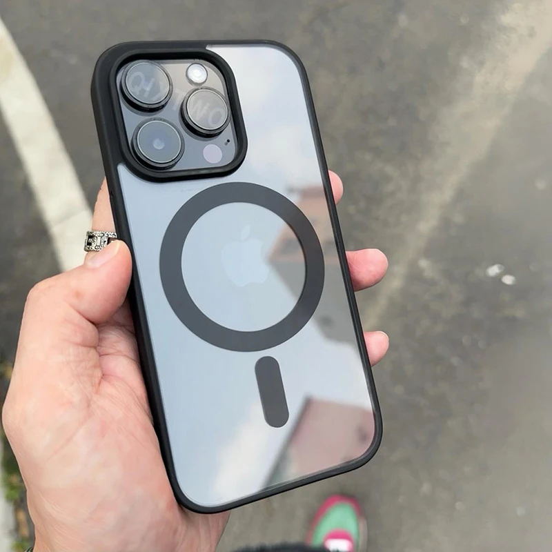 Luxusný priehľadný prípad pre magnetické bezdrôtové nabíjacie puzdro pre iPhone 11 12 13 14 15 16 Pro Max Plus Silikone Clear Cover