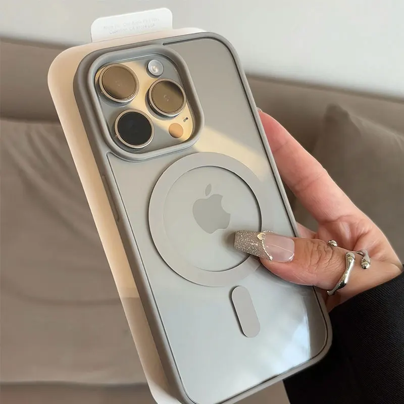 Luxusný priehľadný puzdro pre iPhone 11 12 13 14 15 16 Pro Max Plus 13 12 Mini magnetický bezdrôtový kryt kryt