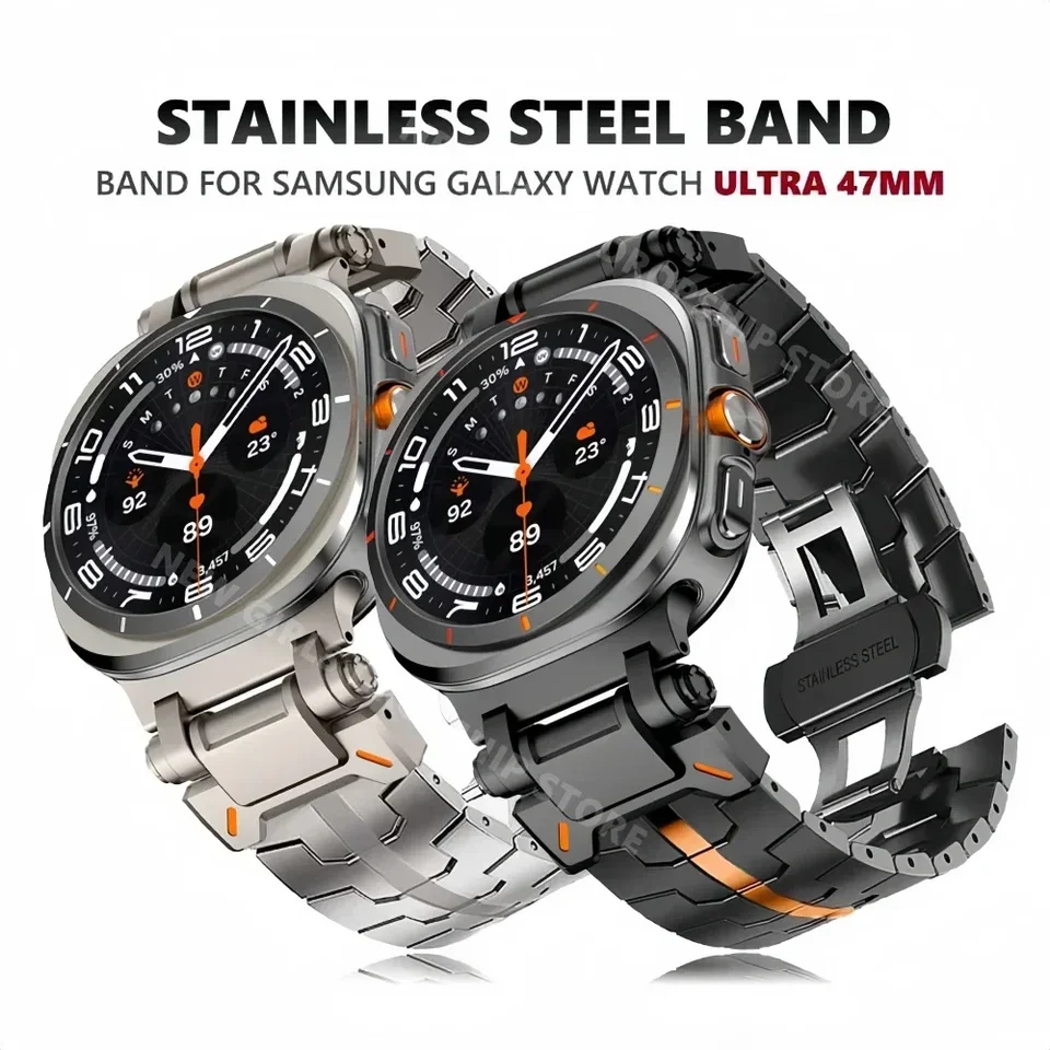 Luxusný pás z nehrdzavejúcej ocele pre Samsung Galaxy Watch Ultra 47 mm kovový obchodný remienok Galaxy Ultra 47 mm No Gaps QuickFit Náramok