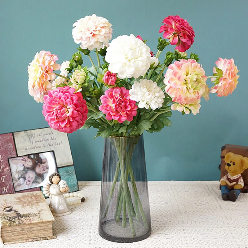Luxusný skutočný dotyk Dahlia bylinná pobočka umelé kvety obývacia izba dekorácia flores