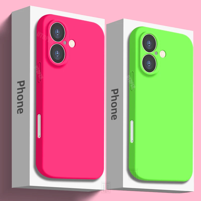 Luxusný ultratón rozptyľuje tekuté tekuté silikónové puzdro pre iPhone 16 15 14 13 11 12 Pro Max Plus plné šošovky Shopproof Mäk s mäkkým krytom