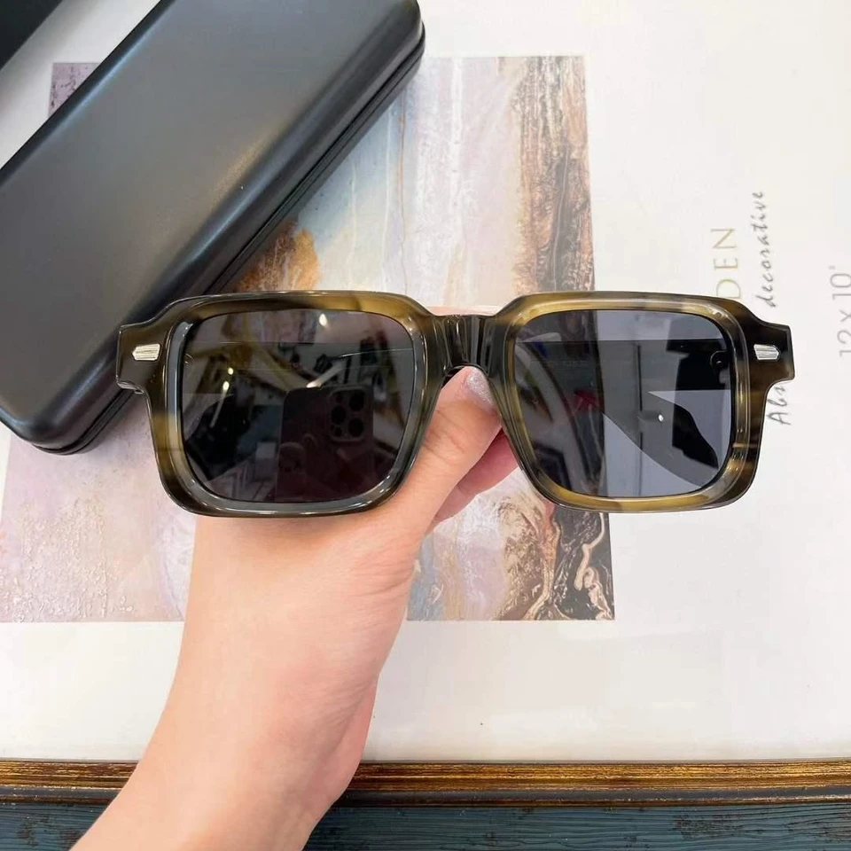 Luxusný vintage módny trend Slnečné okuliare Retro Square Akademický štýl hrubý pevný acetát UV400 Polarizované ženy Man a+ najvyššia kvalita