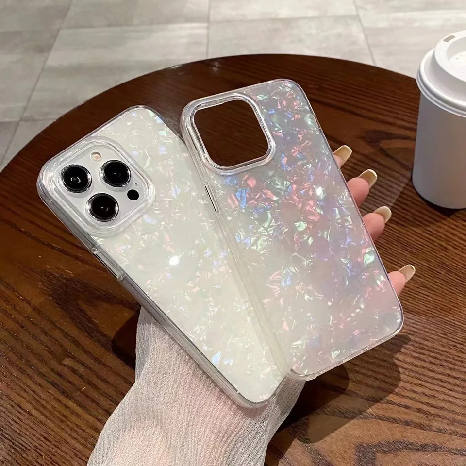 Luxusný škrupinový vzor laserového puzdra pre iPhone 11 12 13 14 15 Pro Max Plus nárazový nárazník zadný kryt nárazníka