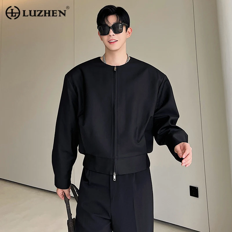 Luzhen Men Short Jacket Jeseň Nový výklenok Dizajn Kórejský štýl bez dvojitého zipsu oblek Coat Osobný oblečenie 13D716