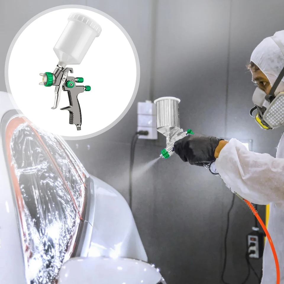 LVLP Gravity Feed Spray Gun Pneumatic 600 ml Paint Sprayer Profesionálny náterový striekajúci stroj nastaviteľný pre automobilový nábytok DIY