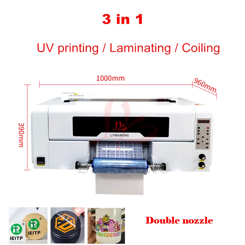 Ly A3 Multifunkčná krištáľová štítok Laminujúce Coiling 3 in 1 stroj UV DTF Dvojité tričko Tlačiareň