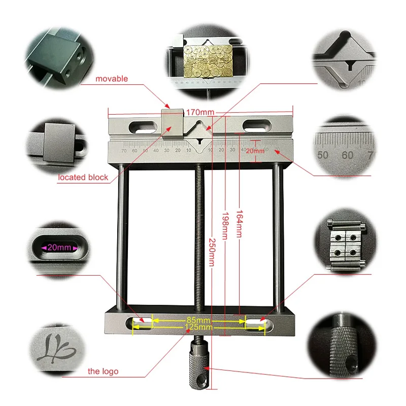 Ly CNC Vise CNC gravírovanie stroj Parall-Jaw Vice Precision Plach Tongs Špeciálne zverák pre značku vyrezávané a výlučné reliéfy